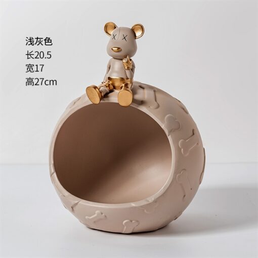 Decor chú chó ngồi trên mặt trăng màu nâu 1