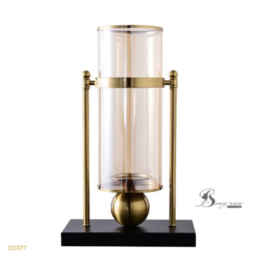 Decor bình trong viền vàng cao, đế nhựa đen M 1