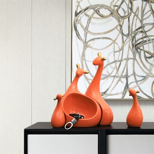 Decor 4 tượng hình chuột màu cam 1