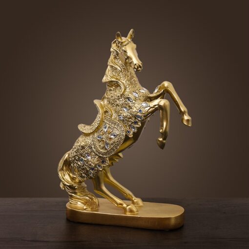 Decor tượng ngựa phi vàng 1