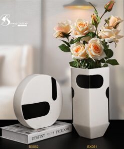 Bình gốm tròn đốm đen trắng 13