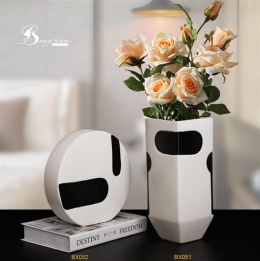 Bình gốm tròn đốm đen trắng 7