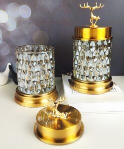 Hũ thuỷ tinh cao cấp đế kim loại nắp hươu nằm 14 Hũ thuỷ tinh cao cấp đế kim loại nắp hươu nằm 13