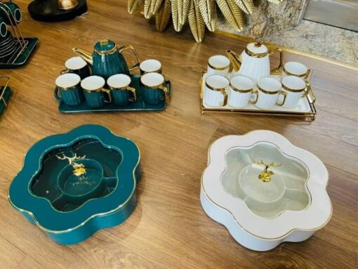 Khay mứt màu xanh viền vàng 1