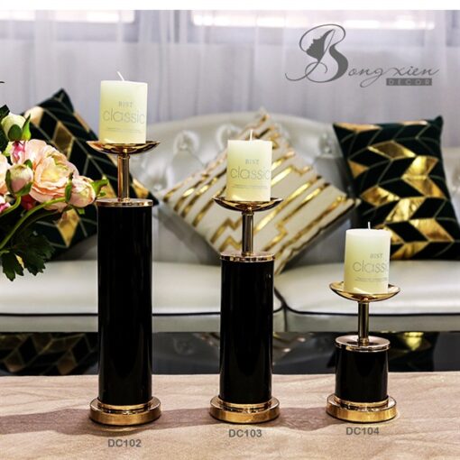 Decor Chân nến vàng đen S 5