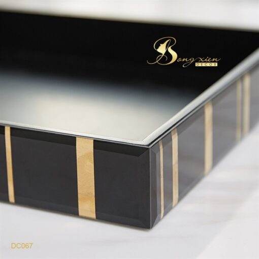 Decor khay cường lực đen sọc vàng 5