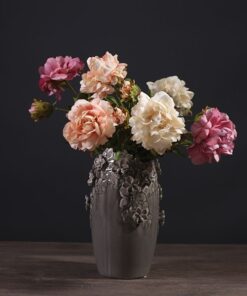 Hoa lụa mẫu đơn 2 bông màu cam 6 Hoa lụa mẫu đơn 2 bông màu cam 5