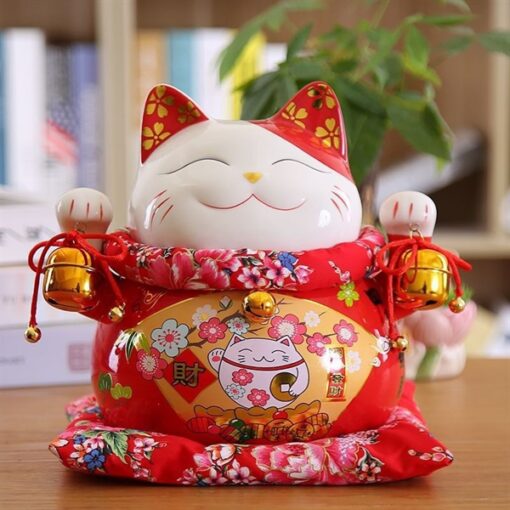 Mèo tiết kiệm màu đỏ 18 cm ( bụng hình quạt) 1