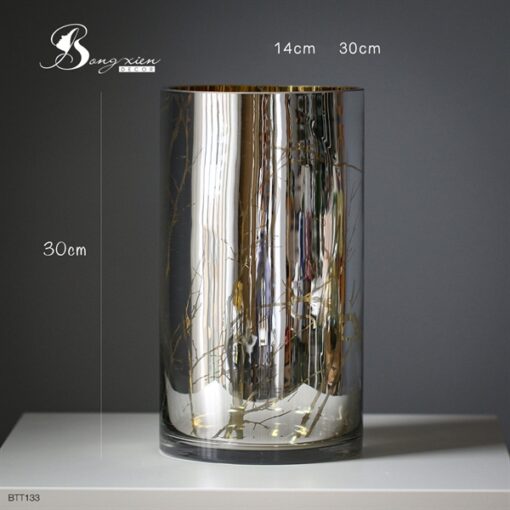 Bình trụ tráng gương hoạ tiết cây (M) 1