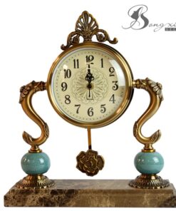 Đồng hồ để bàn bằng đá cẩm thạch họa tiết hoa hồng 9