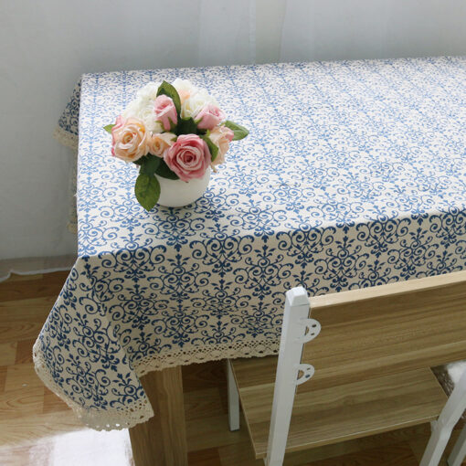 KTB vuông trắng họa tiết xanh 140*140 1