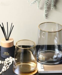 Bình thuỷ tinh trụ vàng có viền (S) 9