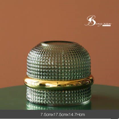 Bình trụ xanh chiết eo vàng 2 Bình trụ xanh chiết eo vàng 1