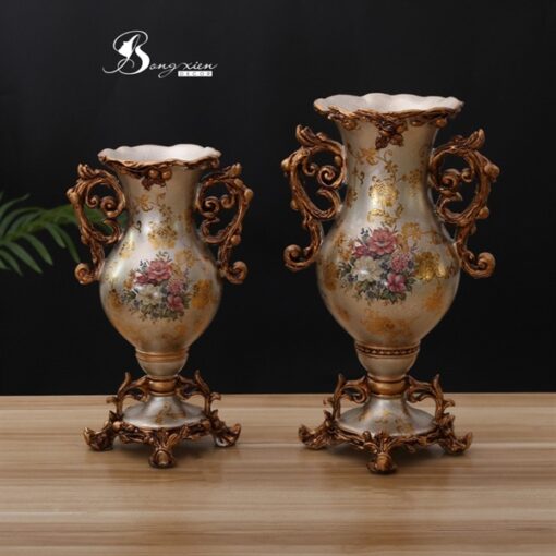 Bình hoa CĐ màu sữa mạ đồng 3