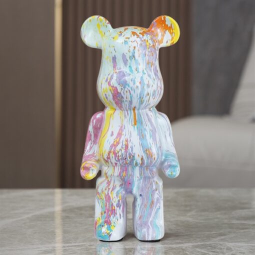 Gấu bearbrick loang trắng hồng 1
