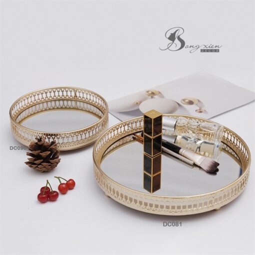 Khay mỹ phẩm tròn mặt gương (L) 5