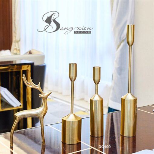 Bộ ba chân nến kim loại mạ vàng (loại B) 1