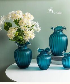Bình TT màu xanh miệng sóng biển (S) 6 Bình TT màu xanh miệng sóng biển (S) 5