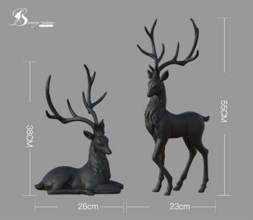 Decor tượng hươu nằm màu đen 3