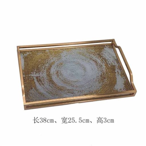 Khay trang điểm xoáy vàng trắng 1