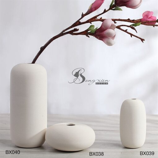 Bình gốm trắng hình trụ (l) 7