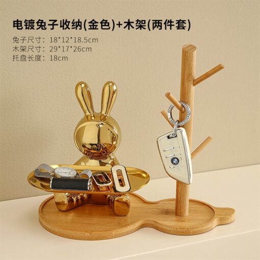 Tượng thỏ bạc mạ điện vàng 1