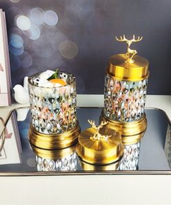 Hũ thuỷ tinh cao cấp đế kim loại nắp hươu nằm 16 Hũ thuỷ tinh cao cấp đế kim loại nắp hươu nằm 15