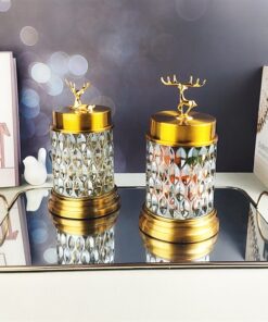 Hũ thuỷ tinh cao cấp đế kim loại nắp hươu nằm 18 Hũ thuỷ tinh cao cấp đế kim loại nắp hươu nằm 17