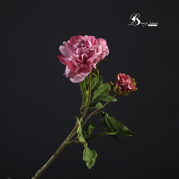 Hoa lụa mẫu đơn 2 bông màu hồng 2 Hoa lụa mẫu đơn 2 bông màu hồng 1