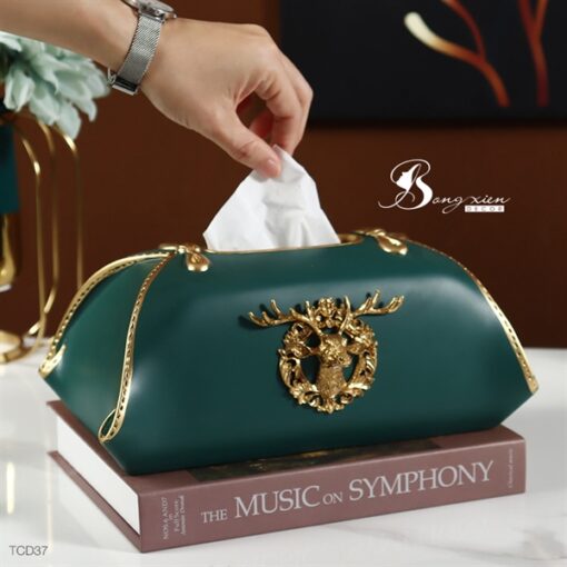 Hộp đựng giấy hươu nổi màu xanh 3