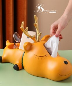 Hộp đựng giấy kèm khay đồ mini hươu vàng cute 9