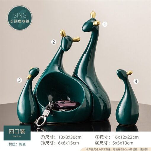 Decor 4 tượng hình chuột màu xanh 1