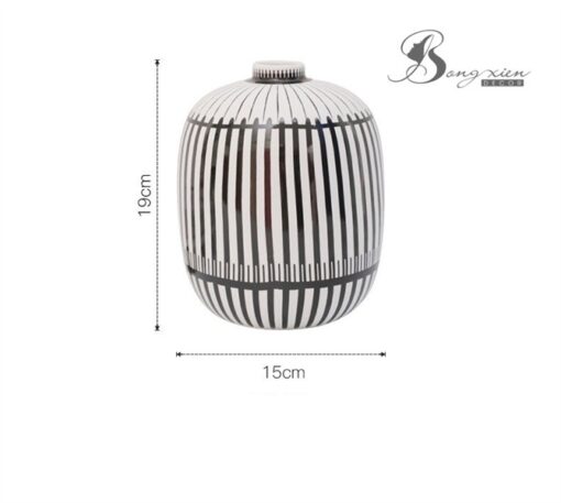 Bình sứ trụ sọc đen trắng 9