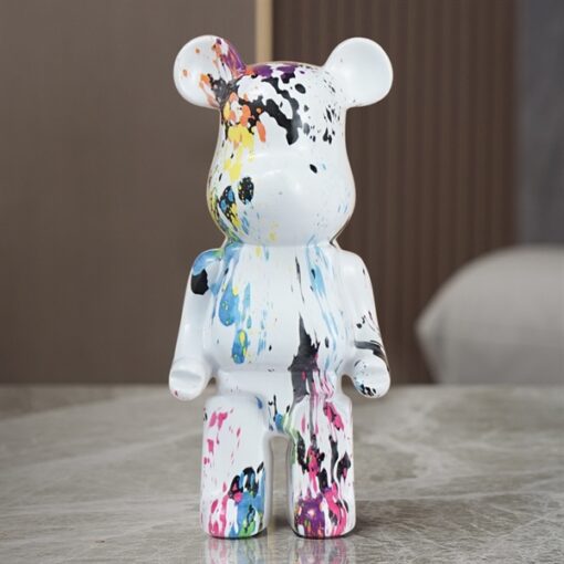 Gấu bearbrick loang trắng 1
