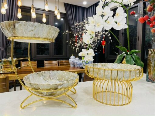 Khay quả 2 tầng vân đá 1