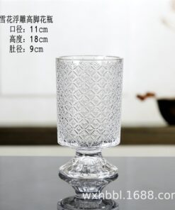 Bình thủy tinh trụ chân cao họa tiết karo 5