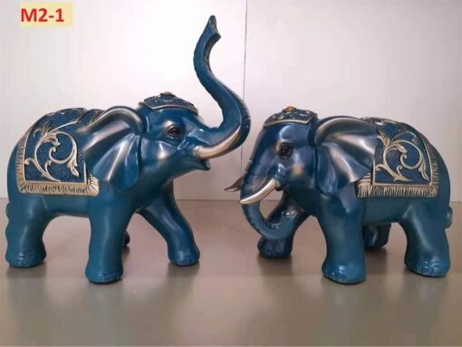 Decor tượng voi trang trí màu xanh 1