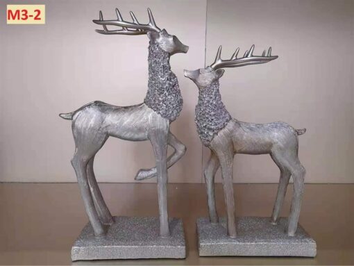 Decor tượng hươu đứng màu trắng bạc 1