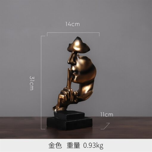 Decor tượng mặt người im lặng là vàng 3
