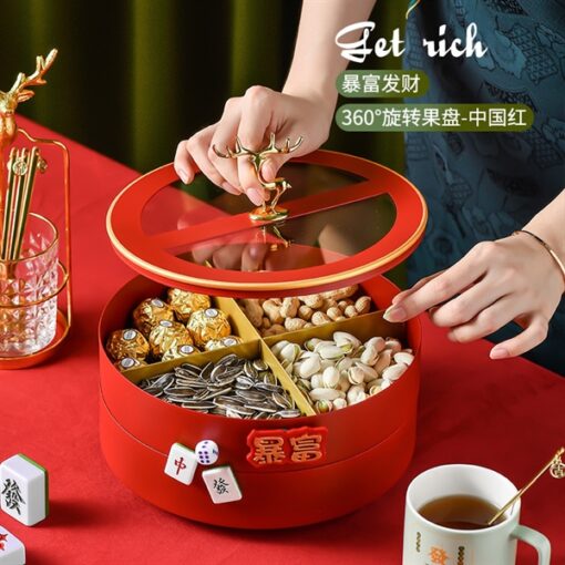 Khay tròn bánh kẹo quay có nắp 1
