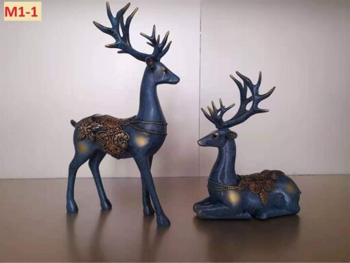 Decor tượng hươu trang trí màu xanh 1